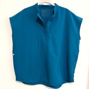 Figs Womens Rafaela Scrub Top M Pacific Blue Oversized Nurse Medical WXXSW1003